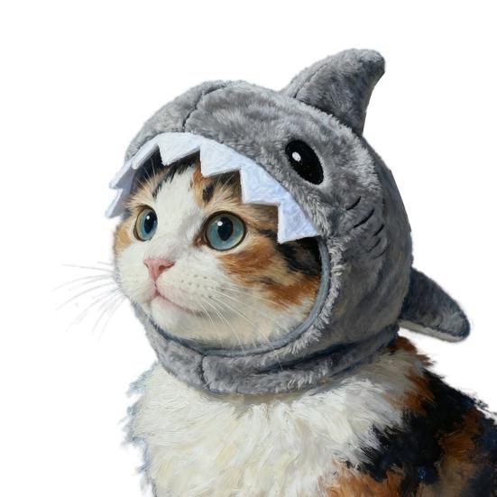 Søt Haikatt Liten Hundehue Kostymehatt Justerbar Plysj Haikatt Kattunge Morsomt Utstyrstilbehør for Høytidsfester Fotografering Cosplay