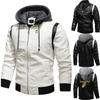 2021 Men's Fashion Hooded Embroidered Leather Motorcycle Jacket, Autumn/Winter Outerwear