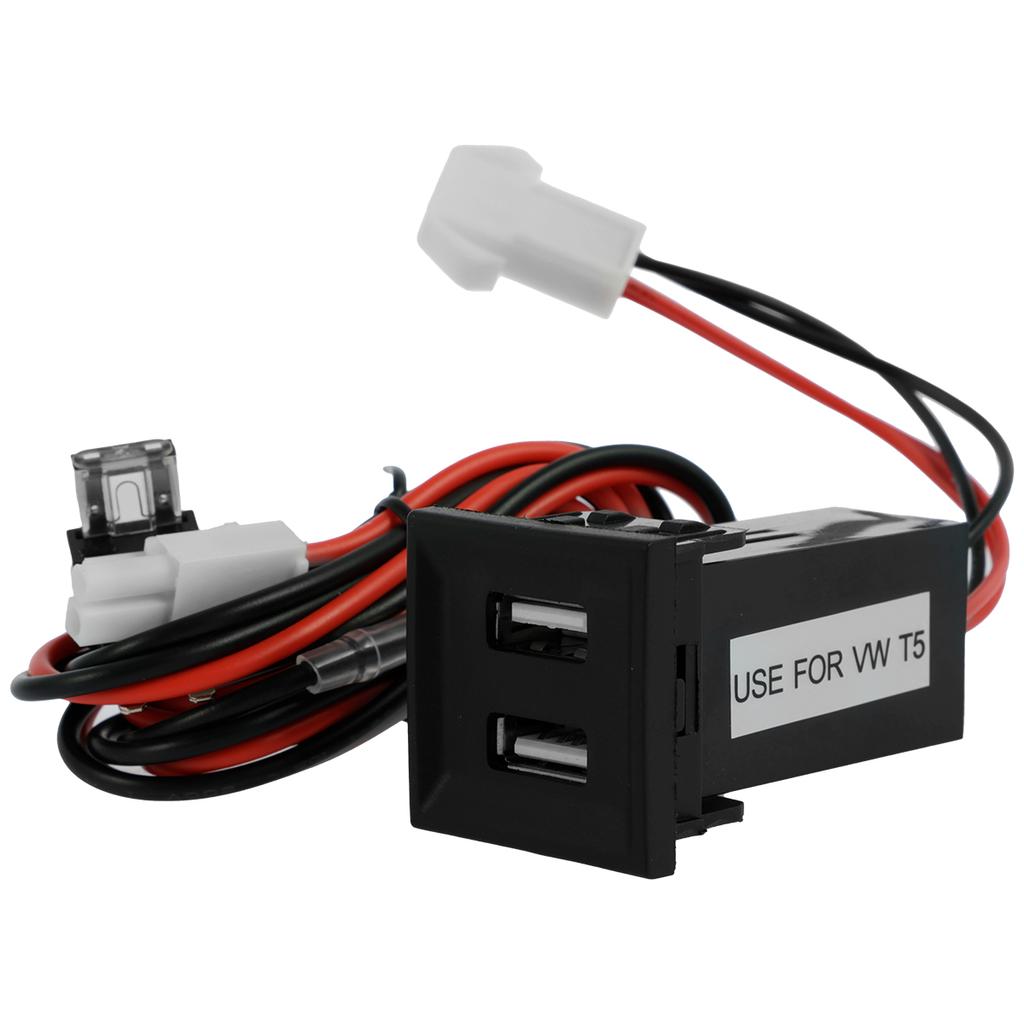 Dual USB mobile phone charger socket compatible with transport vehicle T5 2003-2009 professional car charger power socket