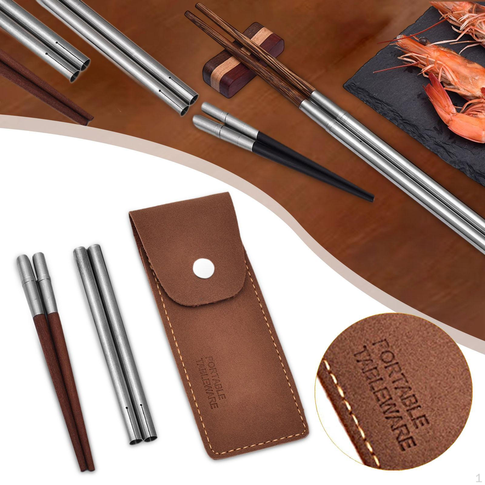 

Travel Chopsticks Outdoor Utensils Lightweight Folding Tableware Portable Cutlery with red and argent