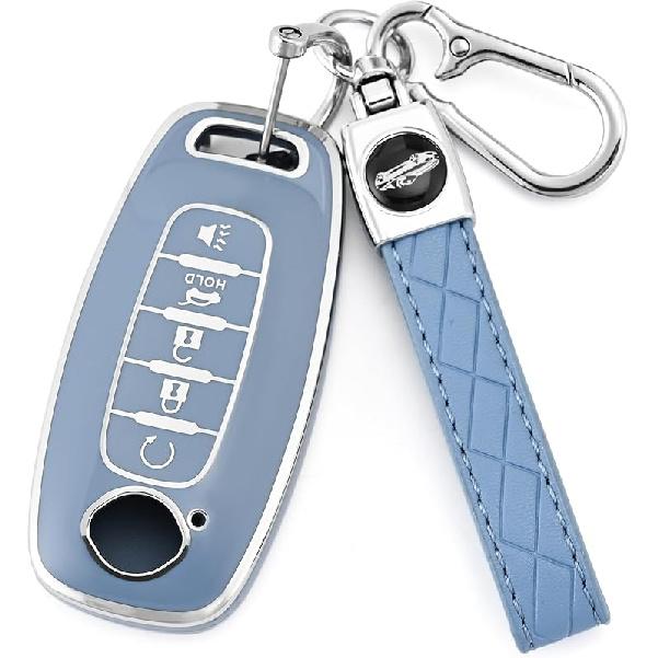 Key Fob Cover Case For Nissan Pathfinder Rogue Accessories | Fits -2025 Sentra, Kicks, Versa | Soft TPU Protector For 5-Button Remote With Keychain -