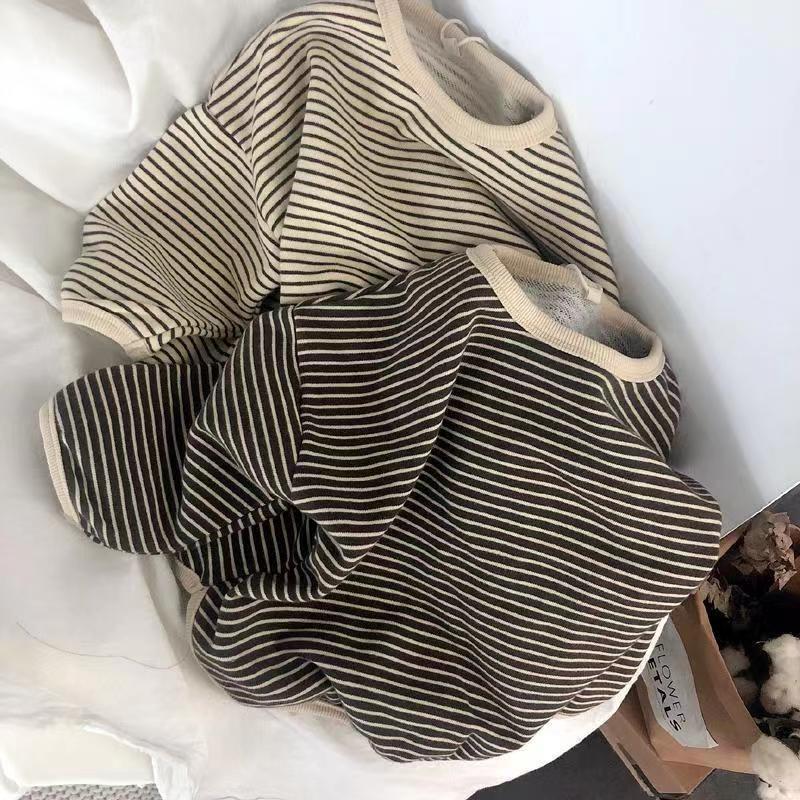 Herbst Kostüm Junge Mädchen Baby Gestreiften Langarm T-shirt Kinder Baumwolle Bodenbildung Shirt Casual Kid Tops Lose Kleinkind Tees