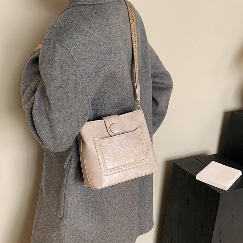 Vintage Proste PU Skórzane Torebki Crossbody Dla Kobiet Luksusowa Designerska Torebka Damska Szeroki Pasek Torba Na Ramię