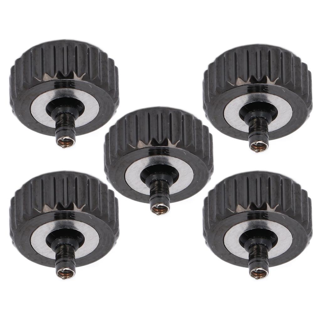 5pcs Watch Crown Spare Parts Black Steel Crown Watch Head Replacement Accessories for Quartz Mechanical Watch7mm