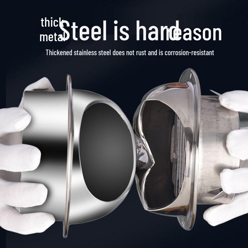Stainless Steel Exterior Wall Vent Cap: Breathable, Windproof Exhaust Hood for Smoke and Duct Ventilation