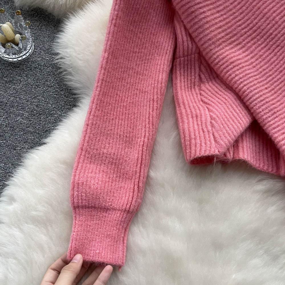 Herbst und Winter Koreanische Kreuz V-ausschnitt Unregelmäßige Lose Dünne Faul Wind Temperament Gestrickte Pullover