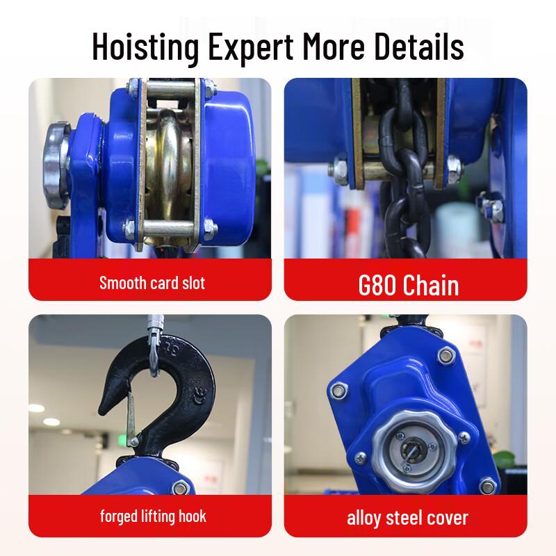 Chenghua Julii Hand-Powered Chain Hoist: Wire Tightener & Lifting Block, 0.75 to 3 Ton Manual Capacity.