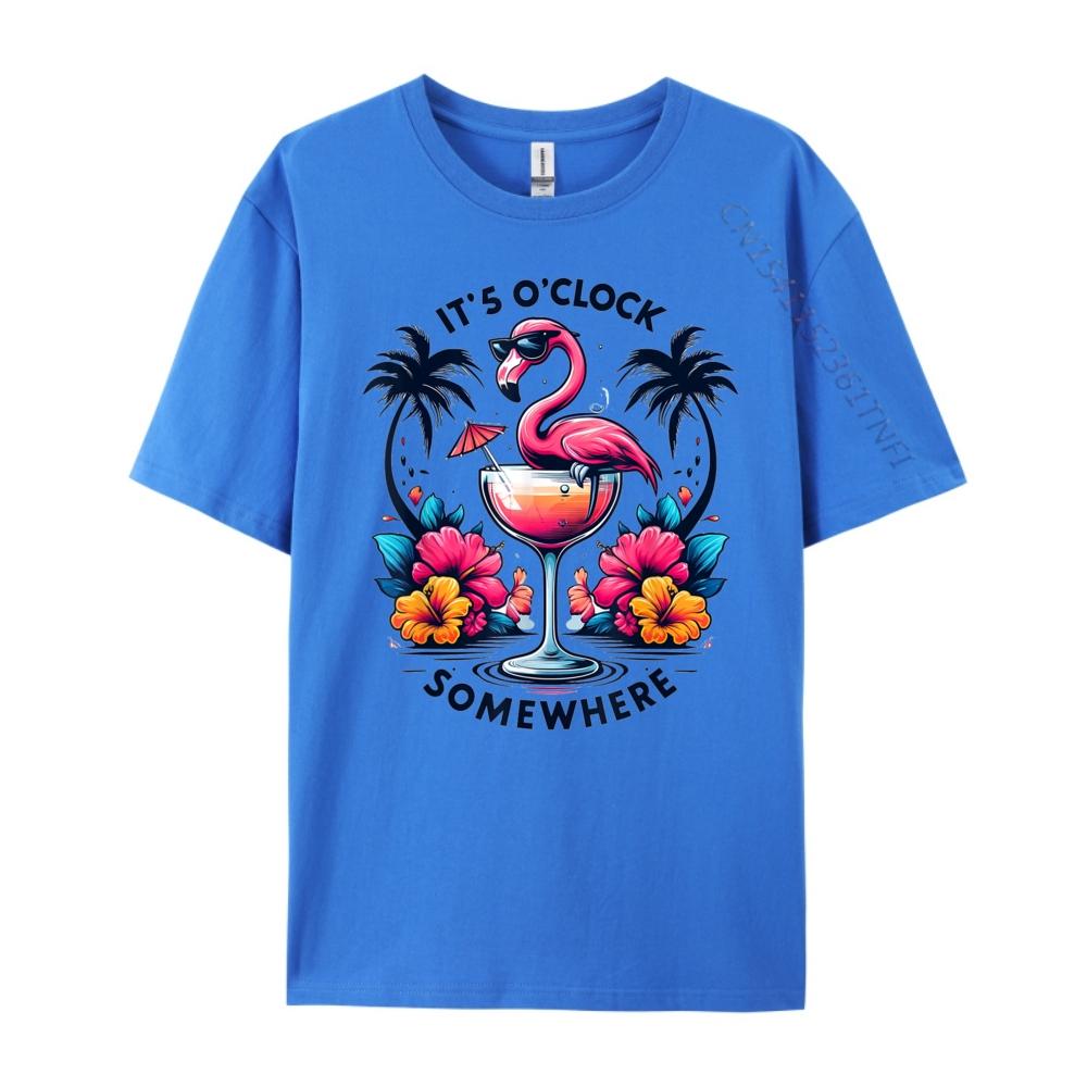 Its 5 OClock Somewhere Flamingo Beach Vacation Drinking 3d Printed T Shirts Youth Anime Street