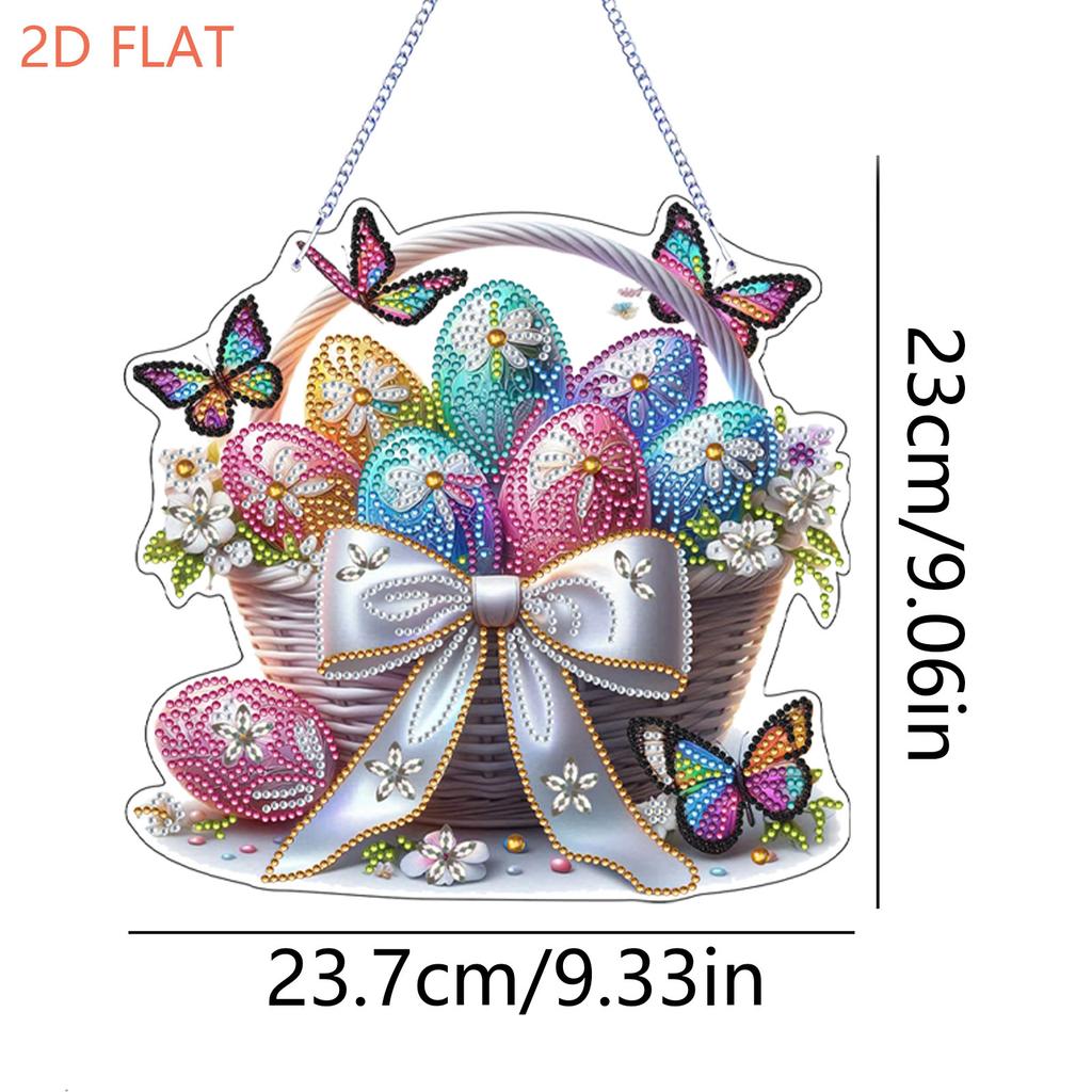 Oster-Thema 2D/Flache DIY Strass Diamantkunst Fensteranhänger Sonderform Diamantkunst Anhänger Wanddeko für Zuhause & Fenster