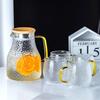 Transparent Glass Water Jug Hot/Cold Tea Pot Stainless Steel Flow Lid Carafe with Handle Heatproof Teapot Set