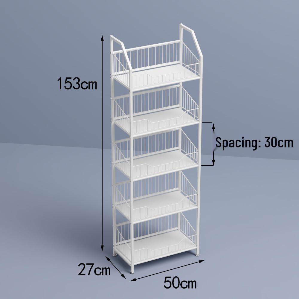 Freestanding Multilayer Snack & Beverage Display Rack for Convenience and Home Use