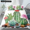 Cactus King Queen Duvet Cover Succulents Bedding Set for Kids Teens Adults Green Botanical Flowers 2/3pcs Polyester Quilt Cover