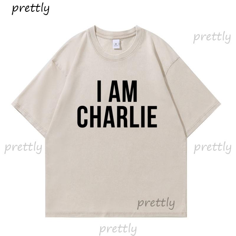 I Am Charlie TShirt Political Charlie Kirk Tshirt Women Faith Freedom Justice Tee Christian Prayer Top Washed Cotton Tees