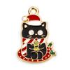 10 PCs Zinc Based Alloy Christmas Charms Gold Color Cat Animal Enamel Snowman Pendants For DIY Necklace Earrings Jewelry Making