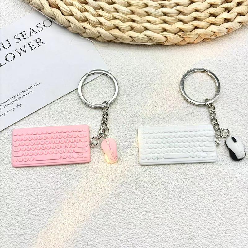 Creative Mini Keyboard Mouse Keychain Cute Simulation Key Ring Pendant School Bag Pendant Keychain Accessory Gift