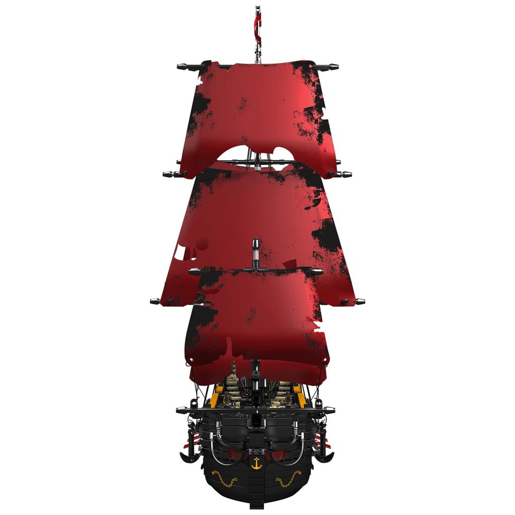 Mold King 13109 Technic Yacht Model, Queen Anne Revenge Big Red Pirate Ship Clamping Block Kit, 3139 Pieces, Large MOC Technology Queen Anne Revenge