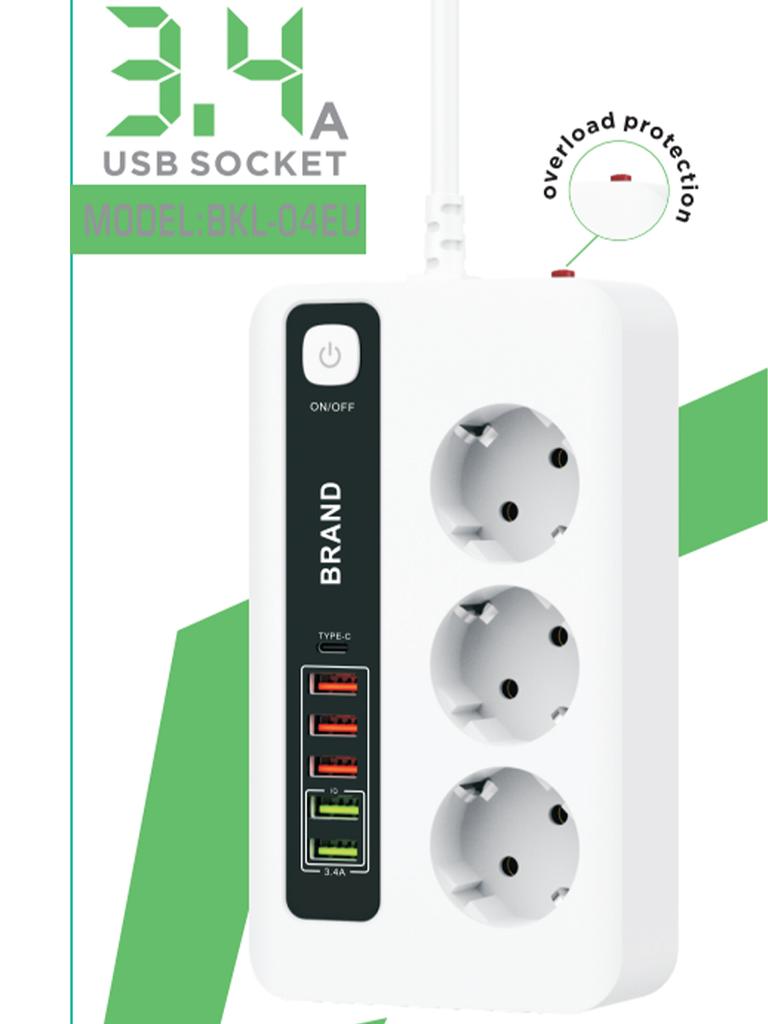 Power Strip EU AC Outlet Socket Multiprise Smart Home Extension Electrical Adapter 3-position TYPE-C USB Charging