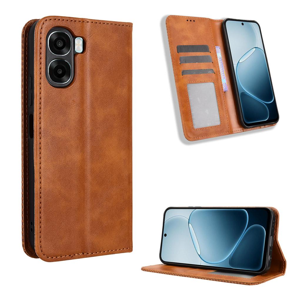Flip-Hüllen für OPPO A6X Lederhülle [Flip Vintage Leder] Stoßfest Langlebig Retro Handyhülle
