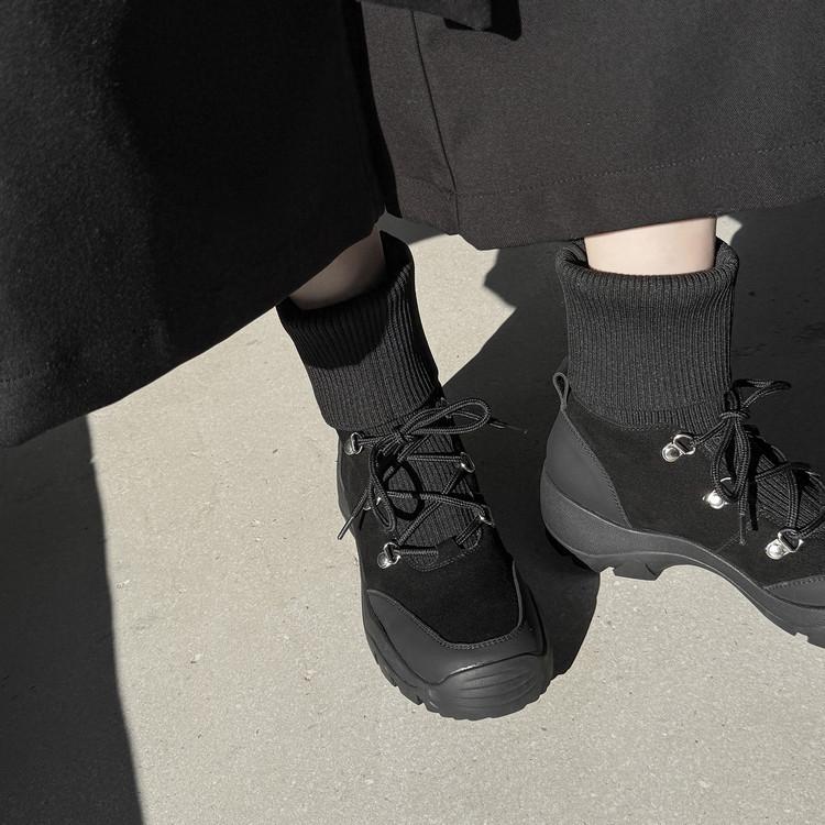 Kara Women's Shoes Small Thick-soled Heightening Sports Style Short Boots Comfortable Casual Elastic Boots Muffin Splicing Martin Boots