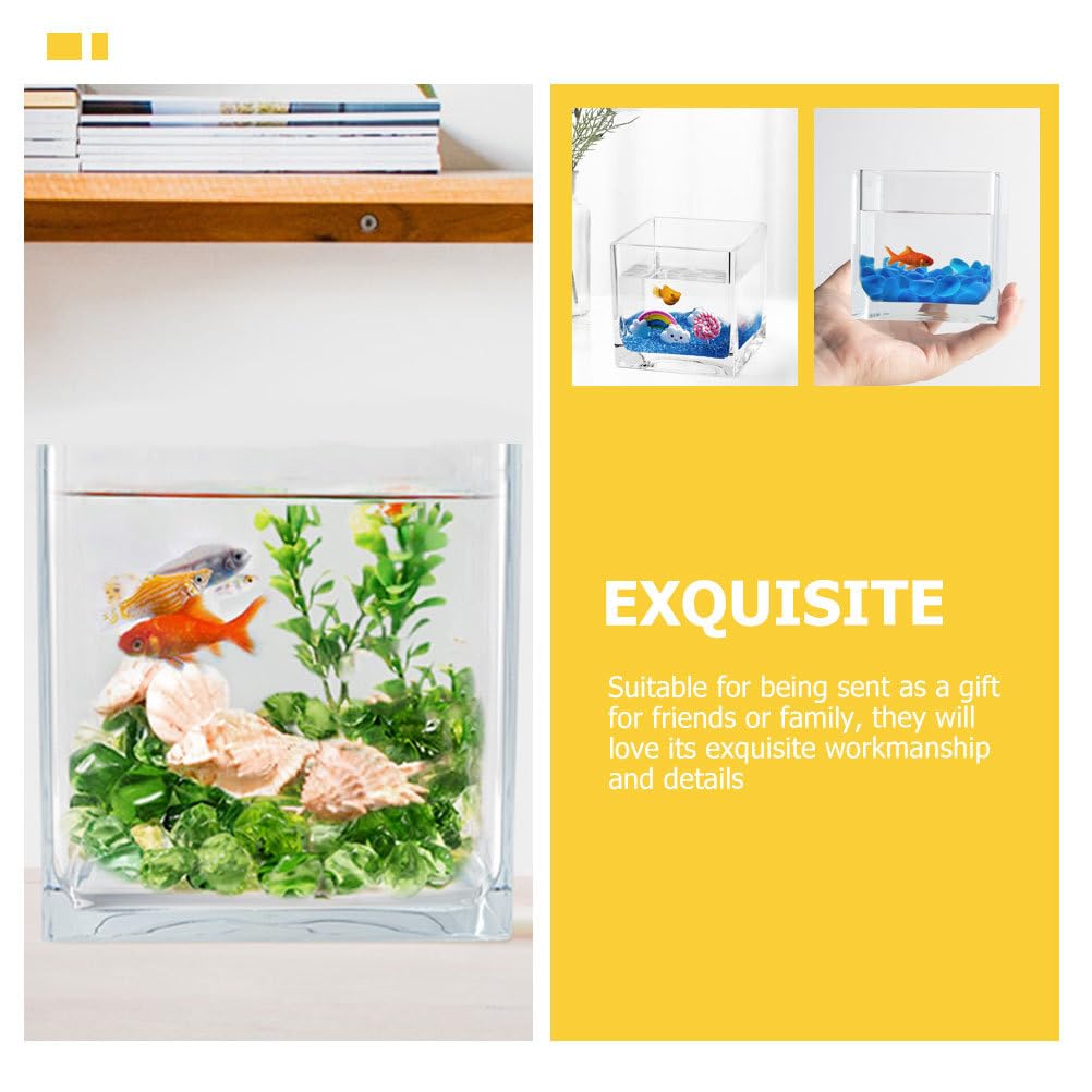 POPETPOP Mini Plastic Fish Bowl for Betta Fish Tanks, Small Fish Bowl, Tank Bowl, Unbreakable Goldfish Bowl