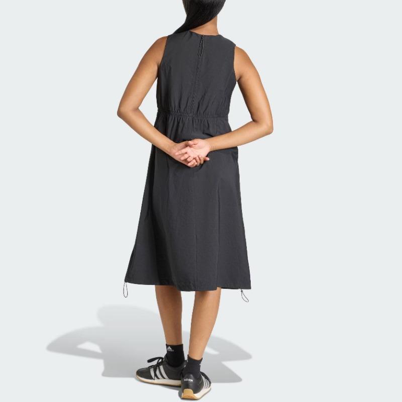 adidas Women's W Q2 CT DRESS Waist-Fitted Sports Casual Loose Sleeveless Dress Black Women JZ6953