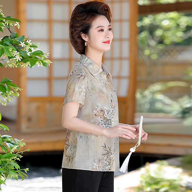 Chiffon Floral Short-Sleeved Top for 50+ Women - 2026 Summer Fashion