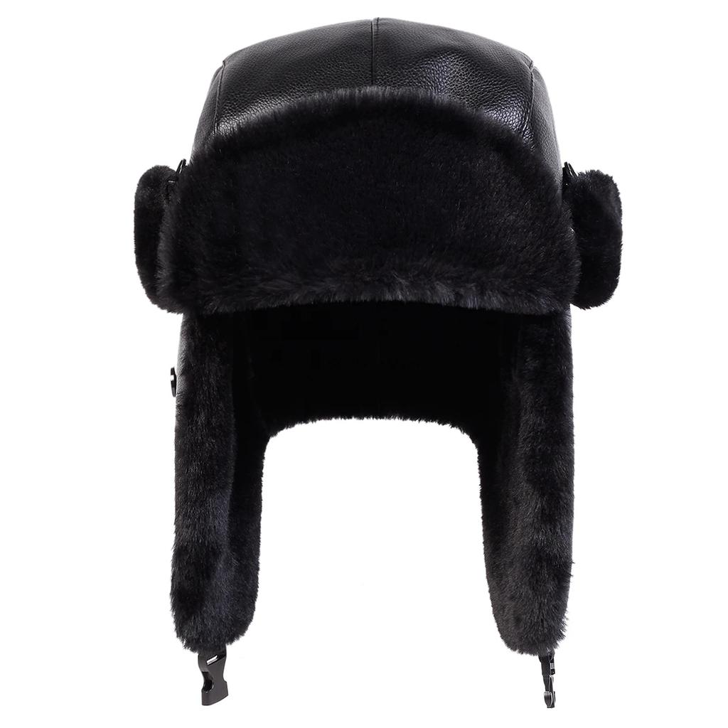 For Men Women Gender Neutral Pu Lei Feng Hat Winter Earflap Hat Keep Warm Ski Hat Bomber Hat For Outdoor Riding Snow Activities