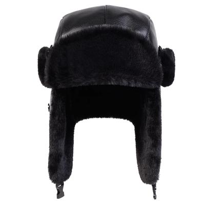 Unisex Pu Lei Feng Hat Winter Earflap Hat Keep Warm Ski Hat Bomber Hat For Outdoor Riding Snow Activities