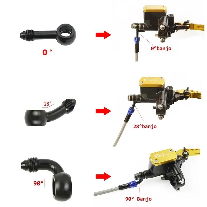 Motorcycle Steel Hydraulic Brake and Clutch Hoses, Equipped with Two M10 Brake Screws, Suitable for All Types of Motorcycles.