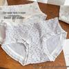 Japanese Floral Print Women's Mid-Waist Purple Cotton Triangle Underwear