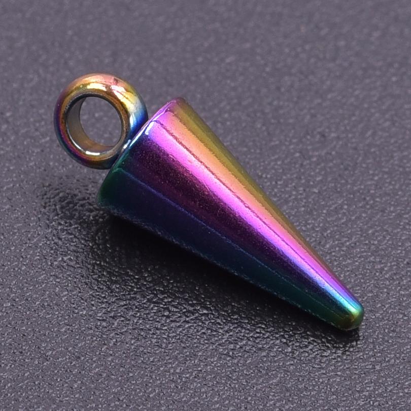 

10pcs/Lot Rainbow Cone Pendants For Jewelry Making Supplies Metal Punk Accessories DIY Earrings Keychain Stainless Steel Charms