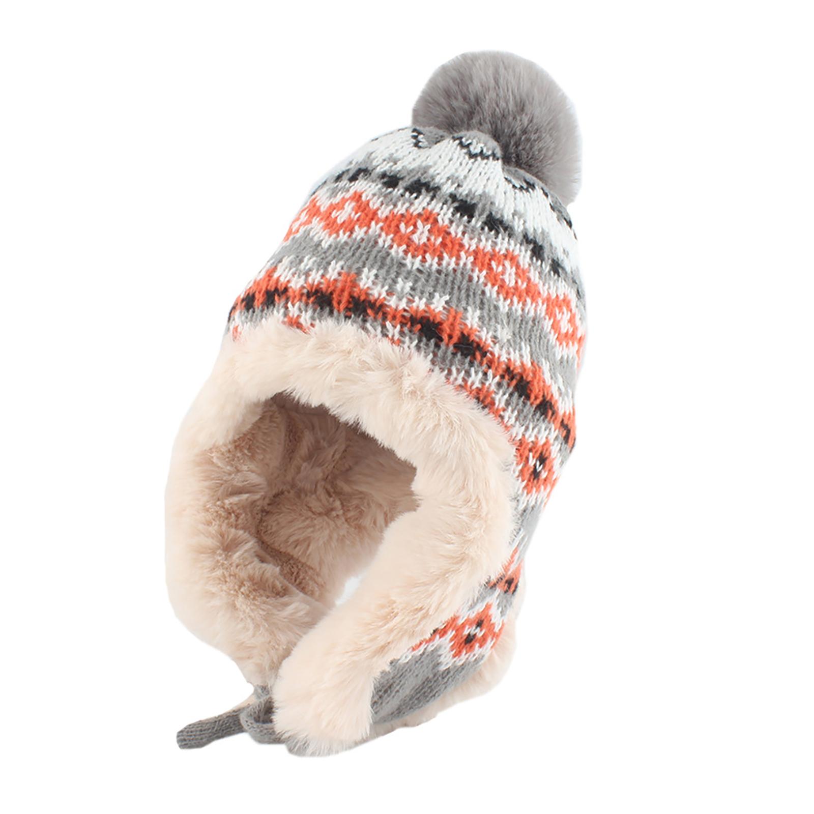 

Winter Hat Handmade Beanies Caps Thick Knitted Hat Warm Hat Lovely Pom Crochet Hat Ear Protection Beanies Hat