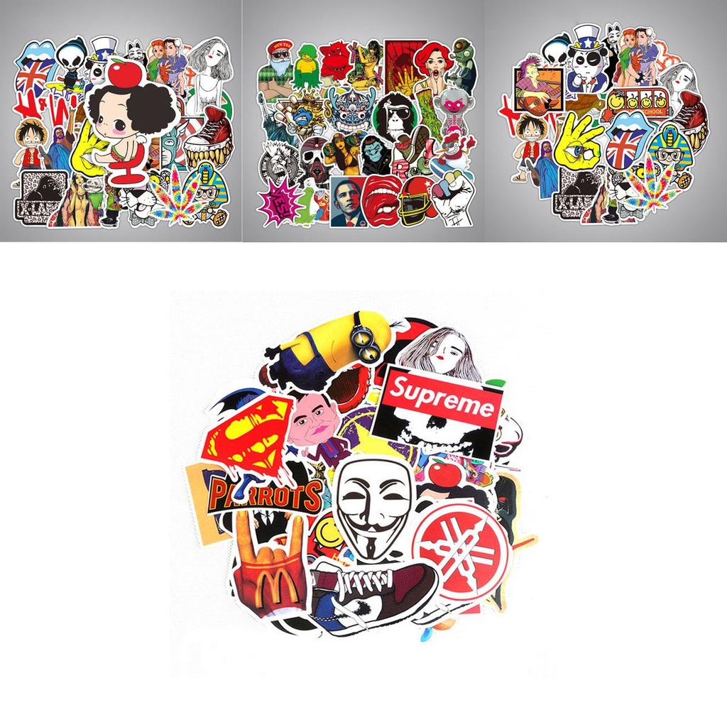 Vibrant 50pcs Vinyl Stickers For Skateboard Guitar Travel Case With Cool Designs