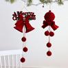 Popular Nordic Red Flocking Christmas Bell Ornaments for Tree and Shop Window Decoration