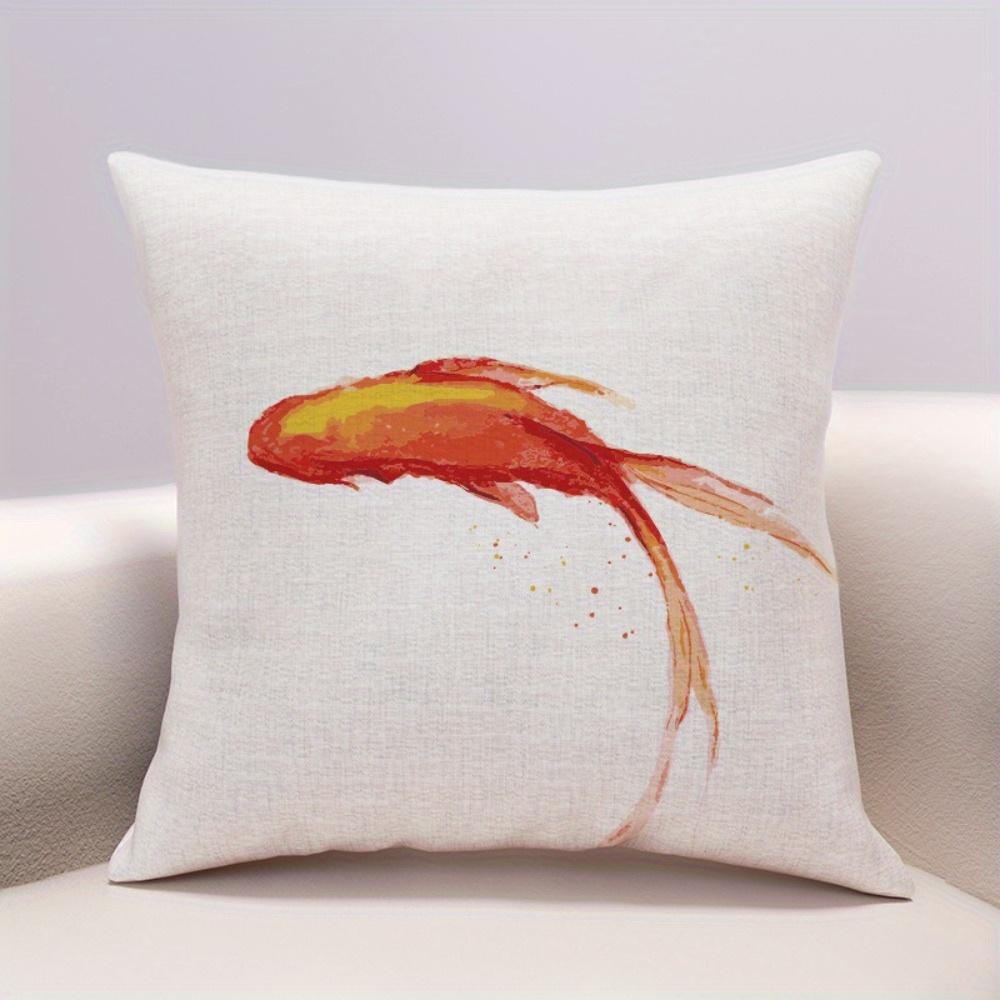 4Pcs Lucky Oriental Throw Pillow Covers, Intricate Koi Fish Print Cushion Cases, Calming Zen Aesthetic Decor For Sofa Bedroom