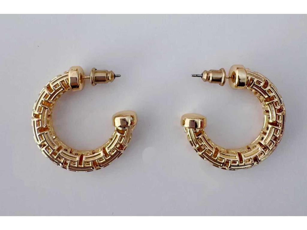 Classic Niche Hoop Earrings: Versatile, Fashion-Forward Hollow Studs with Simple Design and Textured Style