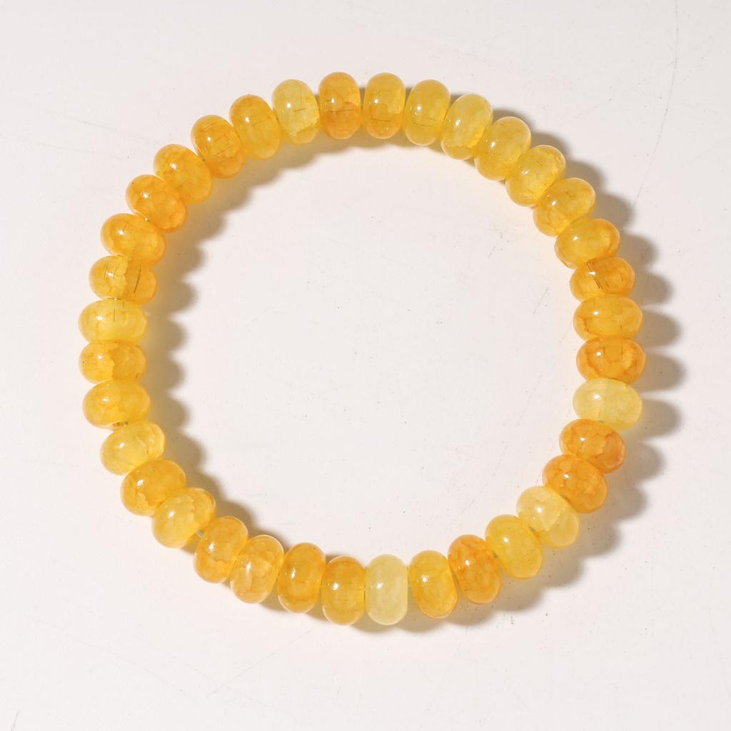 Festive Gifts Yellow Crackle Quartz Beaded Bracelet Warm Fashion Jewelry For Men And Women Daily Wear Simple Versatile Accessory