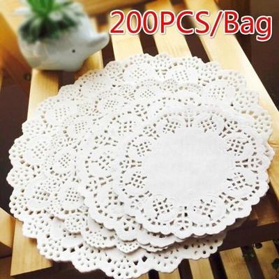 200 Stück Umweltfreundliche Fettabweisende Weiße Papierdeckchen für Party Hochzeit Weihnachten Tischdeko Kuchenuntersetzer