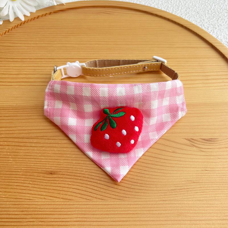 Dog Saliva Towel Collar Pet Triangle Towel Cat Cartoon Bib Circumference Collar Plaid Cute Dress Up