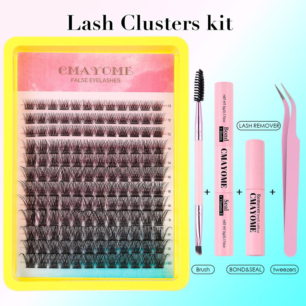 Single Cluster C Curved Multi-Hair False Eyelash Set 10-20Mmdiy Segmented Grafting Thick Eyelashes