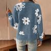 Flower Pattern Button Cardigan Coat Knit Sweater Women Autumn Winter Plush Warm Outerwear Korean Female Fashion Button Jacket