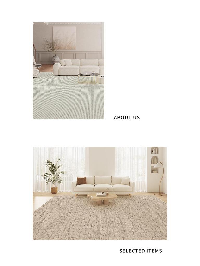 Wabi-Sabi Luxury Waterproof Living Room Carpet - Solid Color, Loop Velvet, Wash-Free and Wipeable, Ideal for Coffee Table & Bedroom