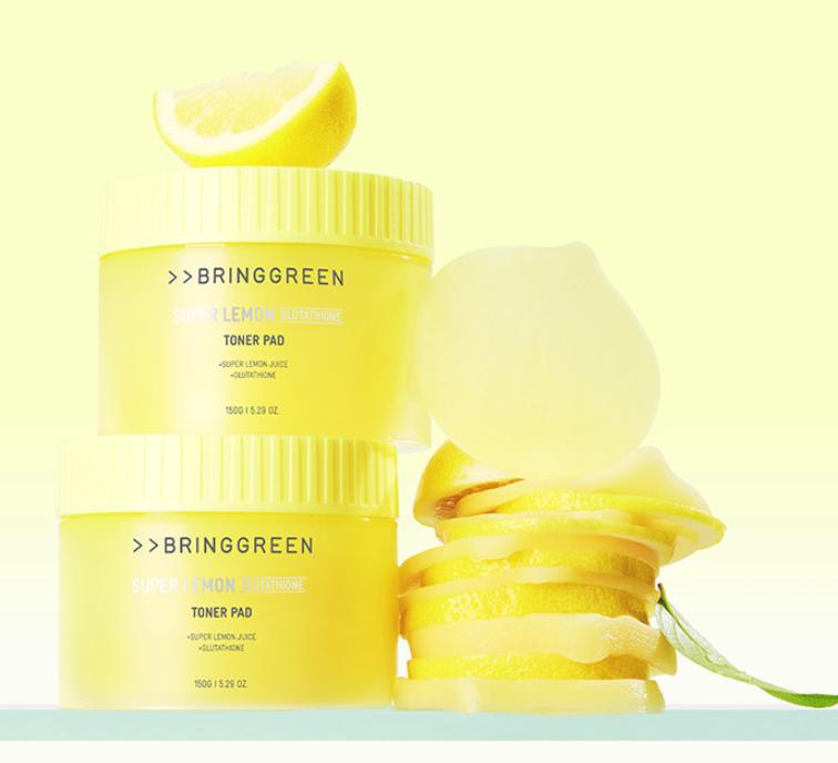 BRING GREEN Super Lemon Glutathione Toner Pads 90pcs + Refill | Brightening & Exfoliating