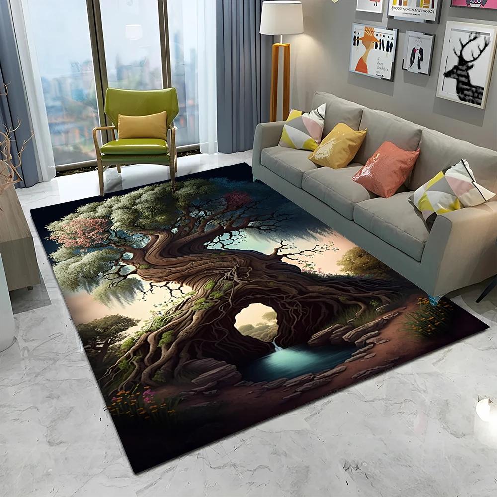 Viking Noorse Yggdrasil Levensboom Tapijt Vloerkleed voor Huis Woonkamer Slaapkamer Bank Deurmat Decoratie, Kinderkamer Vloerkleed Antislip Vloermat