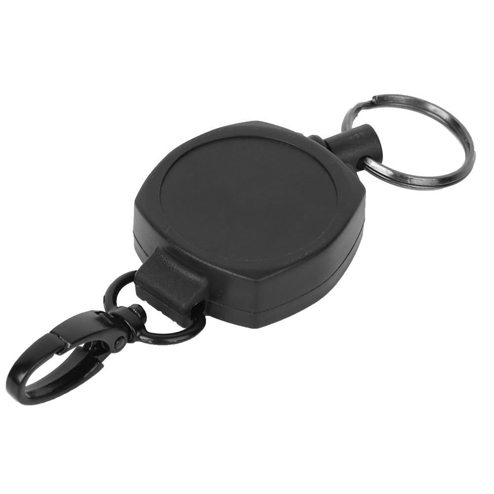 Portable Stretchable Anti Lost Anti Theft Rebound Keychain Key Ring Black(square )