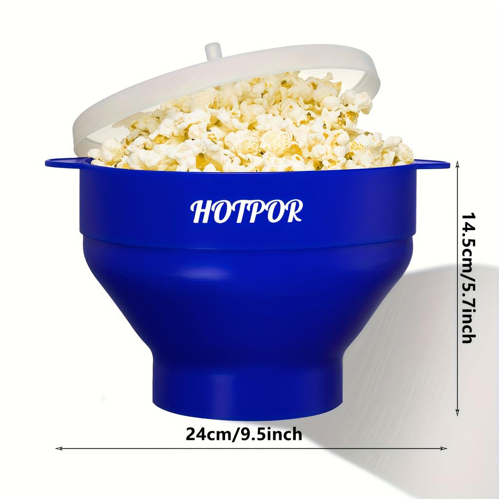 HOTPOR Mikrowellen-Popcorn-Maker, Silikon, 3L Großes Fassungsvermögen, PVC-frei und Spülmaschinenfest, Faltbare Popcornschüssel