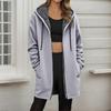 Women's Oversized Zipper Hoodie With Drawstring, Long Sleeves And Fleece Jacket