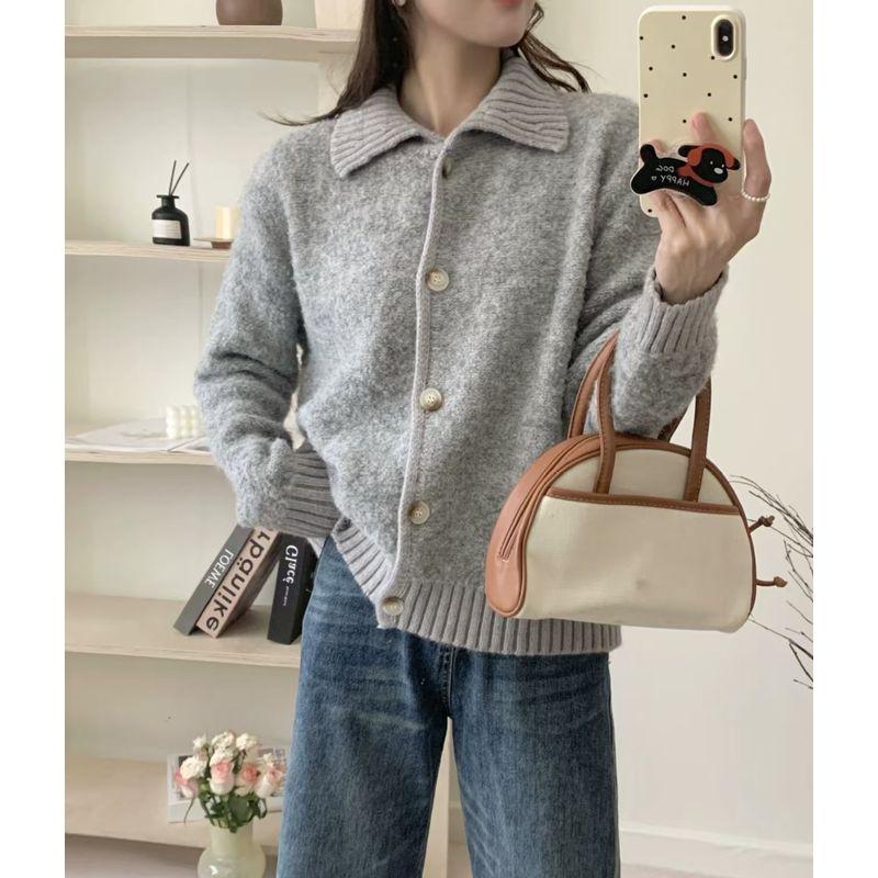 

Fashion Wind New Arrival Loose Lapels Knitting Cardigan Sweater Outwear Cardigan Knitted Sweater Grey All yards
