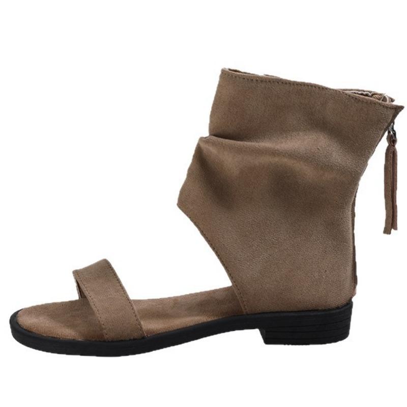 Retro ar plakanu zoli, ikdienas, nišas dizaina sandales sievietēm, vasaras jaunas, ar vienu siksniņu, ar rāvējslēdzēju aizmugurē, vēsi zābaki