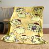 Cute yellow dog characters with berets in playful and cozy activities. for all seasons blanket lunch break throw gift